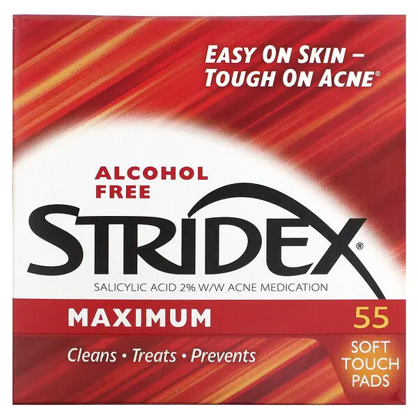 Stridex, Le meilleur contrôle anti-acnéique en une étape, sans alcool, 55 lingettes douces